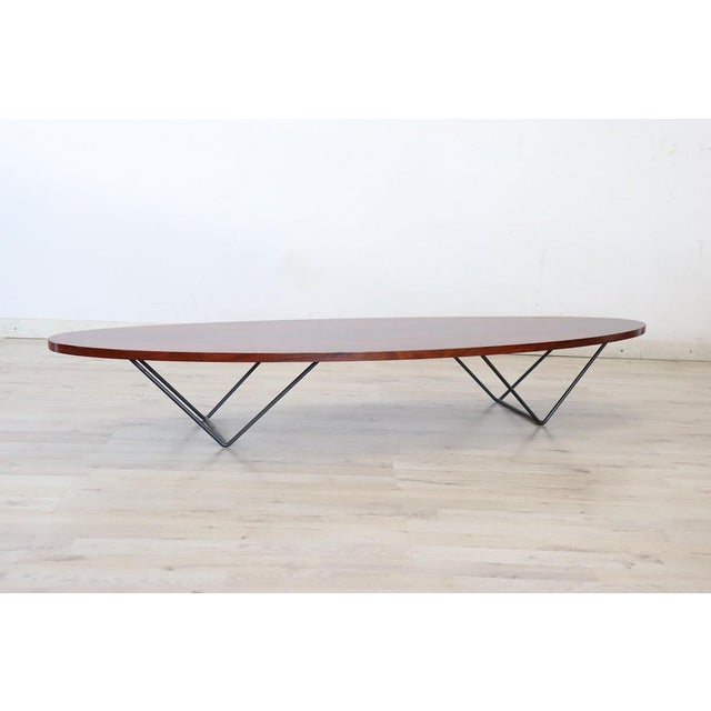 Brown Oval Long Coffee Table, 1960s For Sale - Image 8 of 9