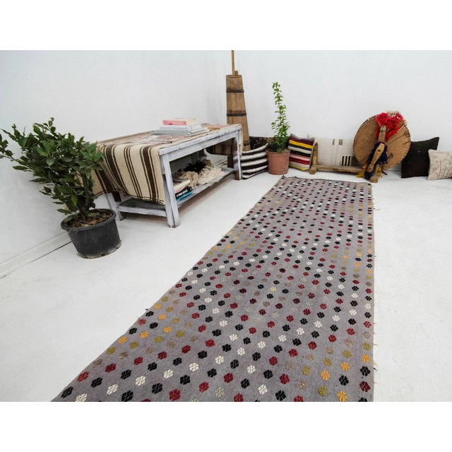 Vintage Embroidered Kilim -2′10″ × 21′4″ For Sale In Los Angeles - Image 6 of 7