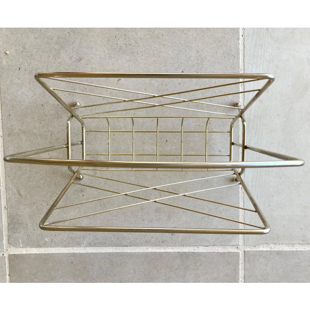 -Mid 20th-Century Atomic-Style Brass-Plated Metal Wire Media Rack For Sale - Image 9 of 13