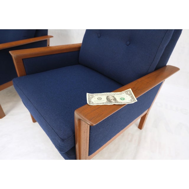 Mid-Century Modern Danish Mid-Century Modern Teak Frames New Wool Upholstery Lounge Chairs Refinish For Sale - Image 3 of 15