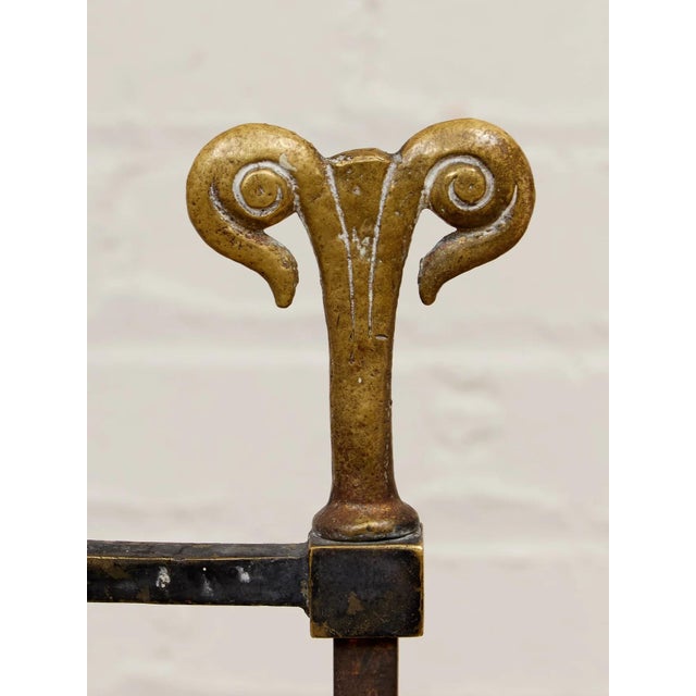 Fireside Antique Chair With Wrought Iron and Cast Brass For Sale - Image 4 of 9