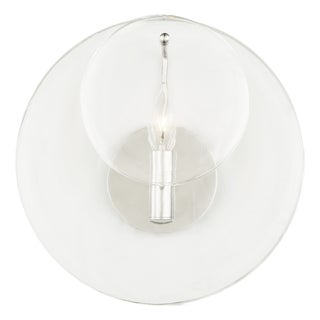 AERIN for Visual Comfort Signature Loire Small Sconce in Polished Nickel with Clear Strie Glass For Sale