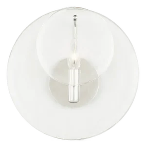 AERIN for Visual Comfort Signature Loire Small Sconce in Polished Nickel with Clear Strie Glass