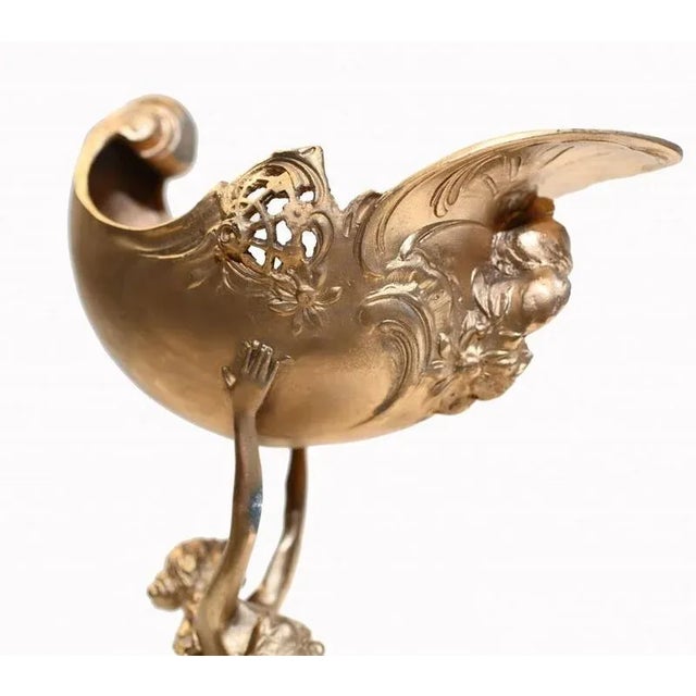 Art Nouveau Gilt Bronze Conch Figurine Maiden For Sale - Image 3 of 8
