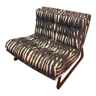 Mid Century Tufted Teak Club Chair For Sale