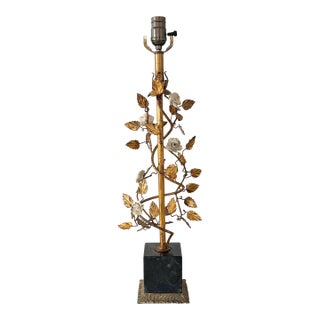 Mid 20th Century Gilt Leaf Boudoir Lamp With Marble Base, Newly Rewired For Sale