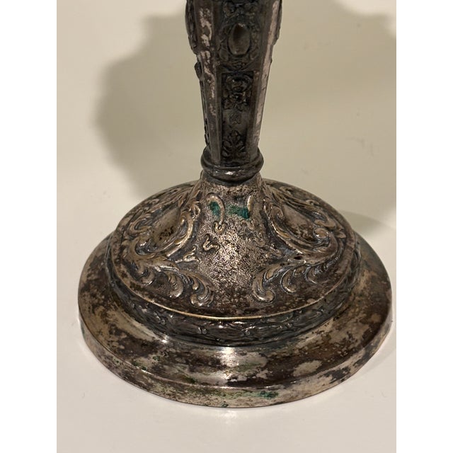 Silver Antique Barbour International Silver-Plated Repousse Pedestal Compote Centerpiece For Sale - Image 8 of 13