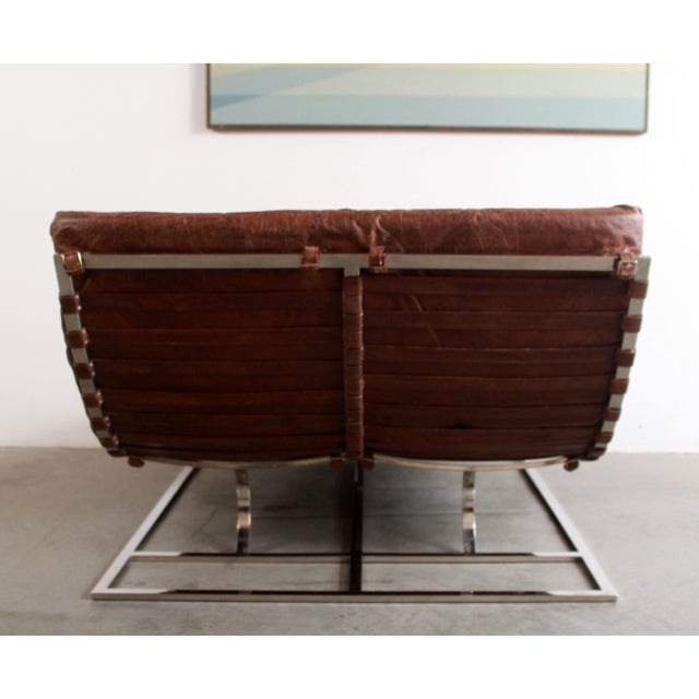 Restoration Hardware Oviedo Double Chaise Lounge in Brown Leather