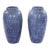 Pair Antique Roseville Art Pottery Floral Embossed Vases With Mottled Blue Glaze For Sale
