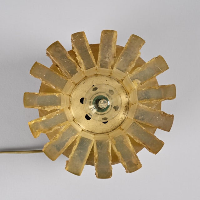 Ice-Effect Resin Lamp with Wooden Base, Italy, 1970s For Sale - Image 3 of 14