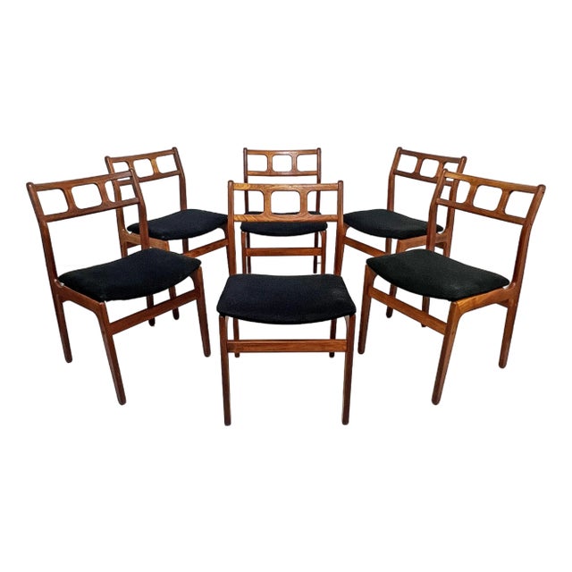 C.. 1970s Danish Modern Teak Dining Chairs by D-Scan--Set/6 For Sale