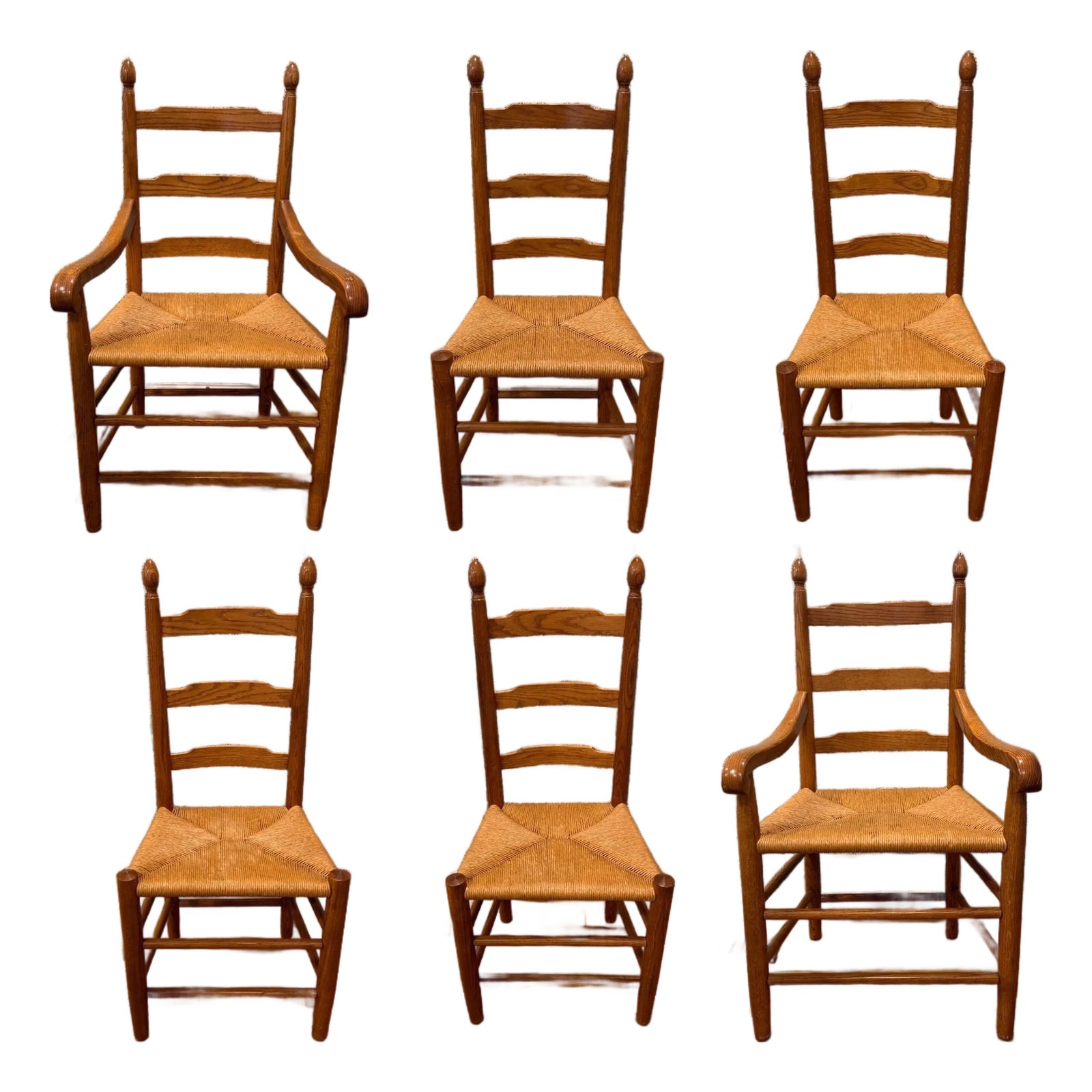 Vintage Clore Ladder Back Dining Chairs Set of Six - Virginia-Made