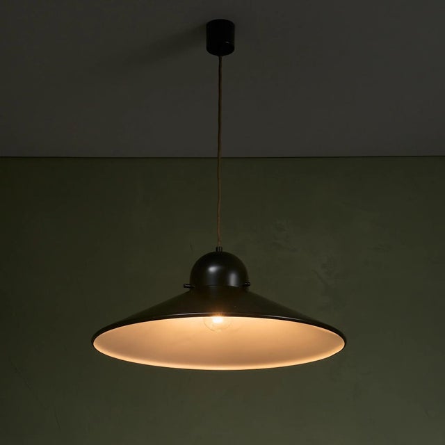 1970s Dark Green Lacquered UFO Pendant from Stilnovo, Italy, 1970s For Sale - Image 5 of 9