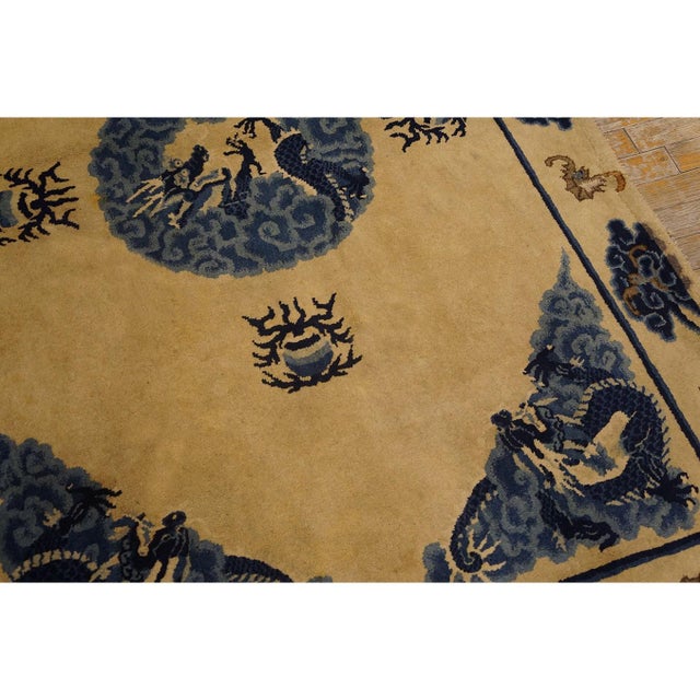Chinese 1930s Beige Field Traditional Dragon Antique Chinese Baotou Small Rug For Sale - Image 3 of 9