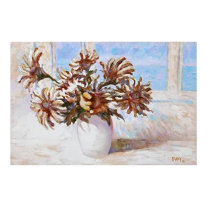 Vase of Flowers by Sea, Vilany, Painting