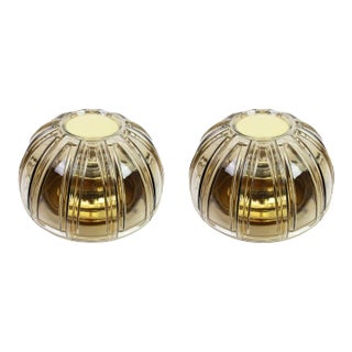 Brass and Amber Glass Sconces from Limburg, Germany, 1960s For Sale