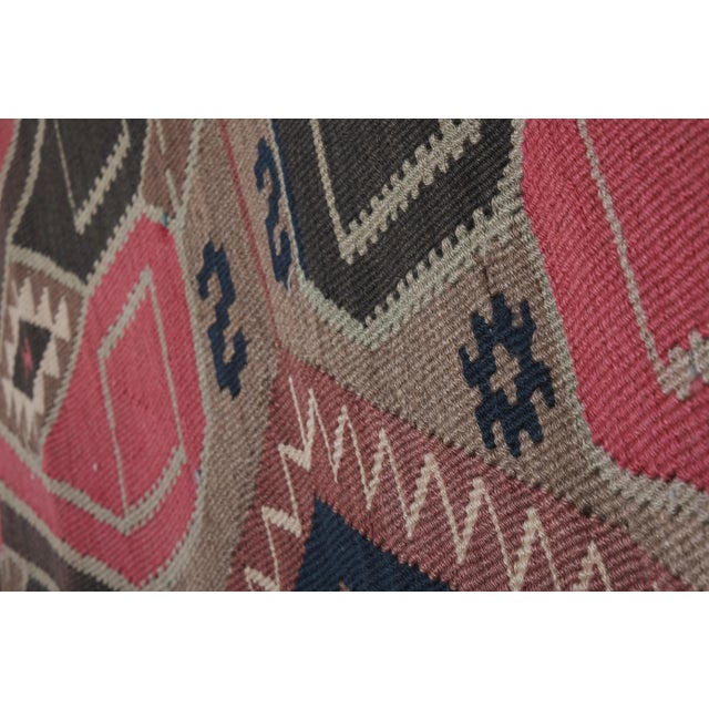 Coffee 1960s Mid 20th Century Decorative Long Vintage Kars Kilim Rug For Sale - Image 8 of 13