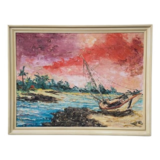 Angelo, Landscape Composition, 1961, Oil Painting on Canvas, Framed For Sale