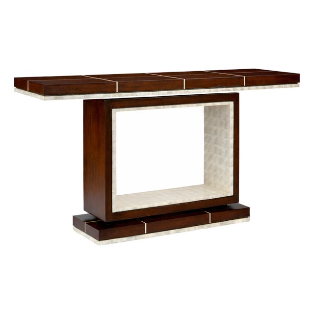 Wildwood 60” Shelldon Console Table in Dark Mahogany For Sale