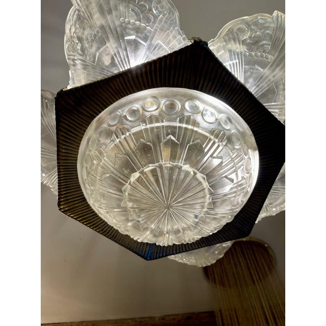 Gilt Bronze Chandelier by George Leleu, 1930 For Sale - Image 13 of 14