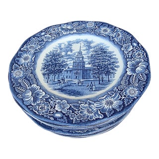 Liberty Blue Staffordshire Ironstone Plates Set of 10 For Sale