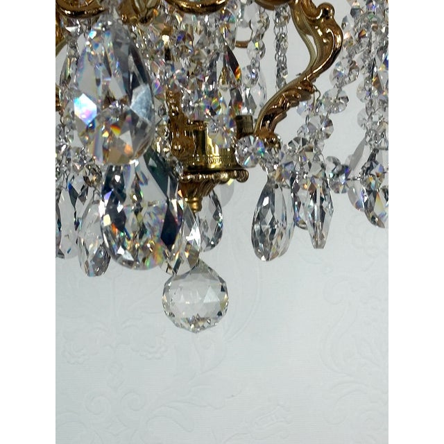 Brass Lead Crystal Chandelier with 7 Lights from Palwa, 1960s For Sale - Image 10 of 18