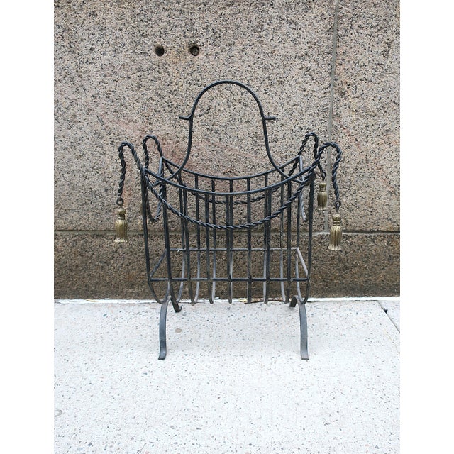 Late 20th Century Firewood Holder Iron With Tassel Design For Sale - Image 5 of 12