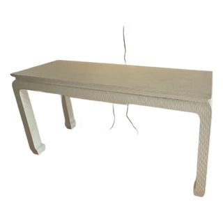 1970s Baker Furniture Raffia Wrapped Console Table For Sale