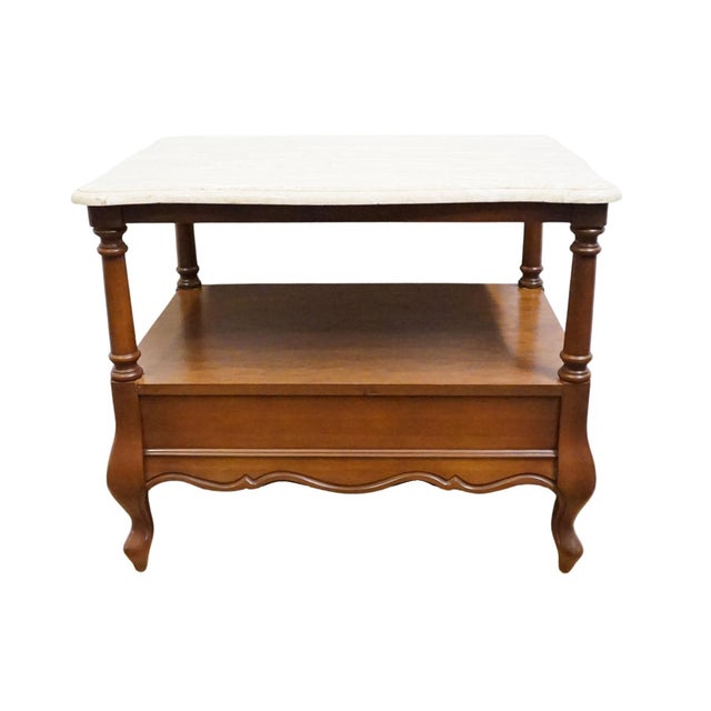 Hammary Furniture Solid Cherry Country French 20" Accent End Table W. White Granite Top For Sale - Image 12 of 12
