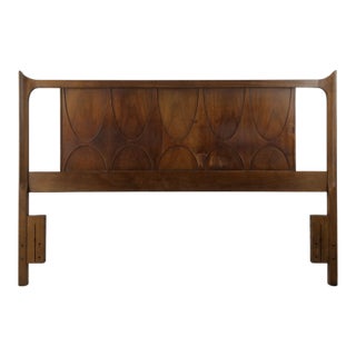 Mid Century Modern Full Size Walnut Headboard From Brasilia by Broyhill For Sale