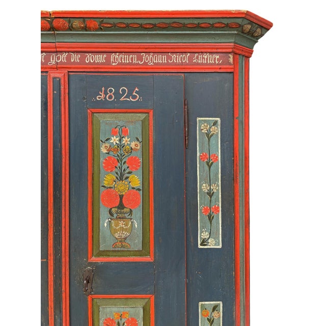 Blue Floral Painted Cabinet, 1825 For Sale - Image 11 of 18