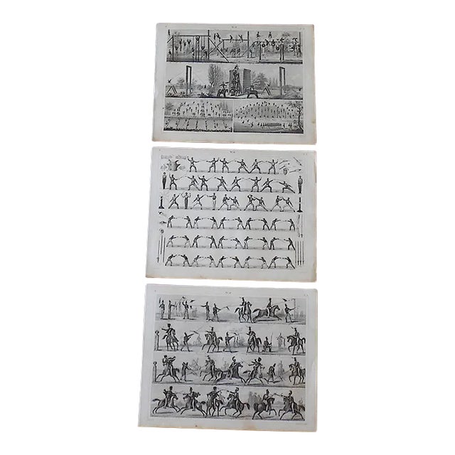 Antique 19th Century Military Training Lithographs - a Pair For Sale