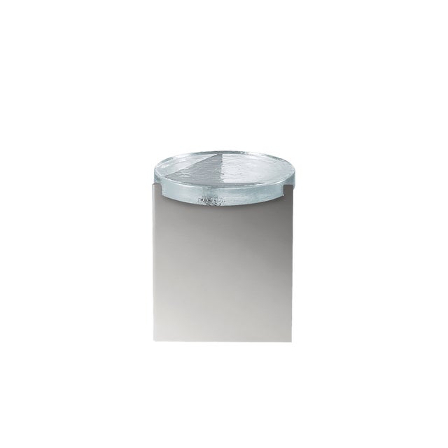 Metal Alwa One Side Table with Transparent Top & Brushed Stainless Steel Base by Sebastian Herkner for Pulpo For Sale - Image 7 of 7
