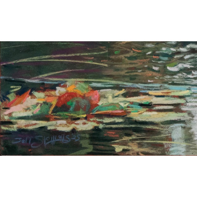 Impressionist Fowl Waters by Jeff Slemons | Soft Pastel On Sanded Paper Duck swimming in a pond with reflections. For Sale - Image 3 of 3