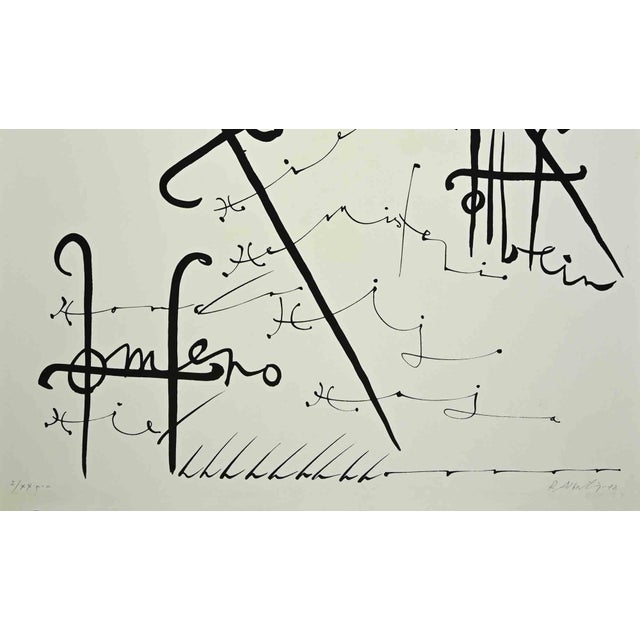 Letter H from the Alphabet series is a lithograph realized by Rafael Alberti in 1972. Hand-signed. Artist's Proof....