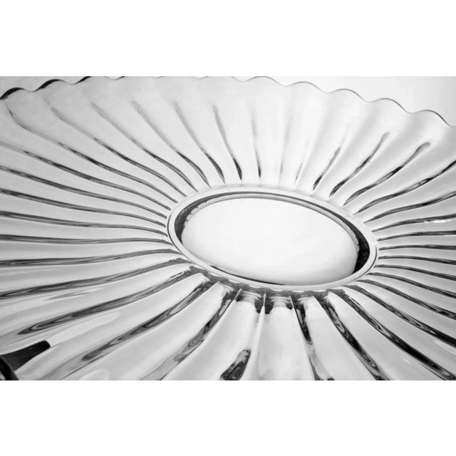 Transitional Vintage Fluted Round Vintage Crystal Serving Platter For Sale - Image 3 of 7