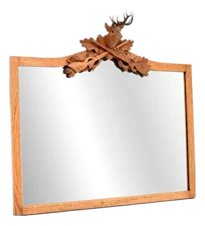 Antique Carved Oak Stag Mounted Mirror, 1950s
