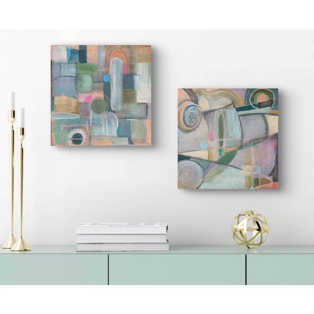 Multiple layers of acrylic paint, pen, ink, and charcoal materials create the complex look of these original paintings....