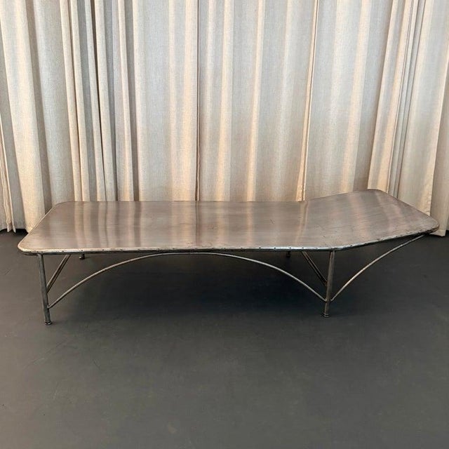 1930s Early 20th Century Industrial Brushed Steel Infirmary Bed Chaise Longue For Sale - Image 5 of 10