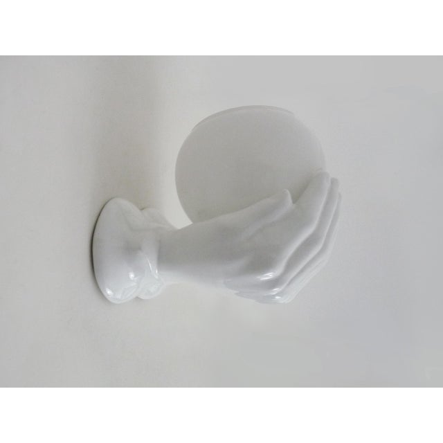 1970s Ceramic Wall Sconce with Hands, 1970s For Sale - Image 5 of 10