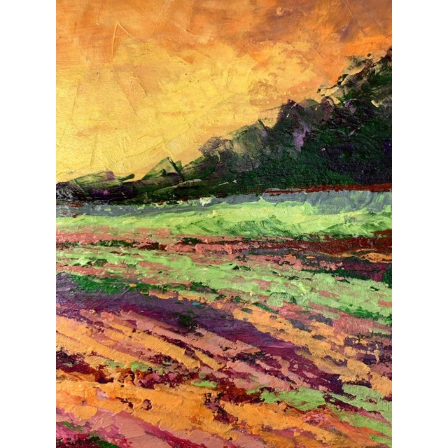 Orange Oil Painting Sunset Behind the Forest v. Zadorozhnya For Sale - Image 8 of 12