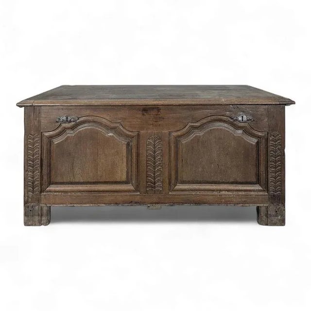 Brown Antique Solid Oak Chest, 1700s For Sale - Image 8 of 8