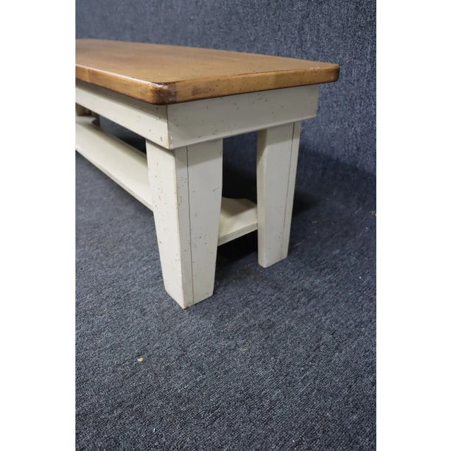 Country Style Pine and Cream Painted Bench For Sale - Image 4 of 8