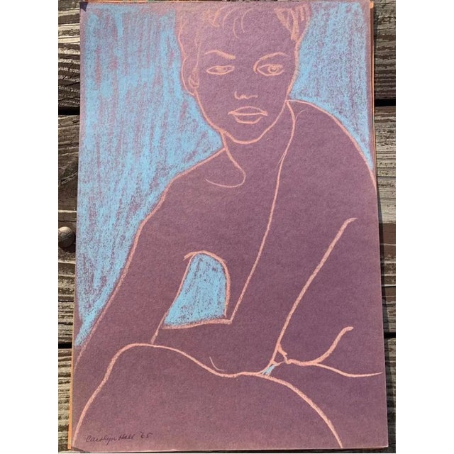 Contemporary 1965 Femme Nue Original Pastel Figure Drawing, Signed and Framed For Sale - Image 3 of 9