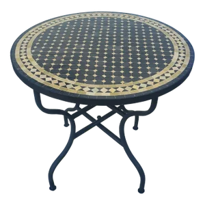40" Black and Tan Handmade Moroccan Mosaic Table, Ucf Colors