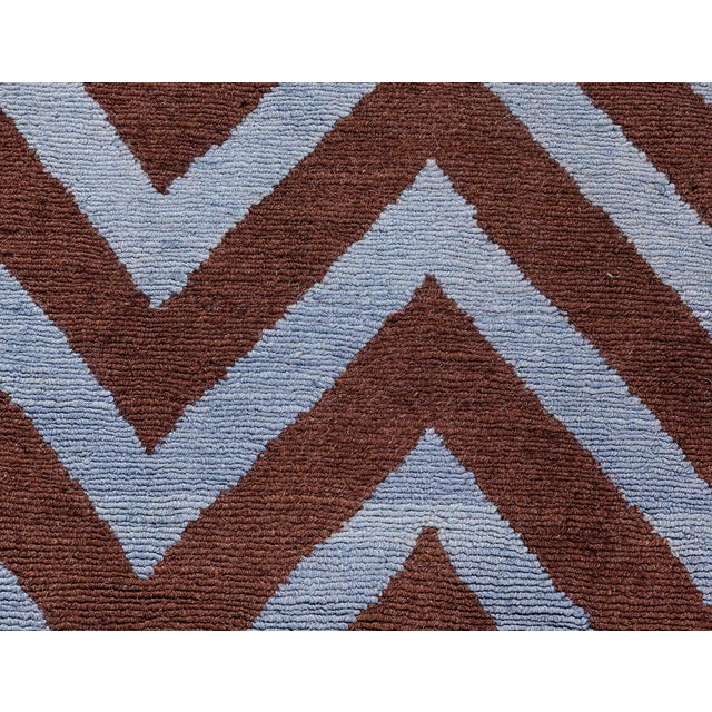 Modern SN1 Zig-Zag Rug in Gray and Brown by Doris Leslie Blau For Sale - Image 4 of 8