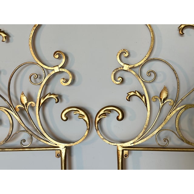 Metal Gilded Iron Headboards, 1960s, Set of 2 For Sale - Image 7 of 10