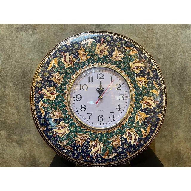 Hand Carved Floral Copper Clock For Sale - Image 6 of 9