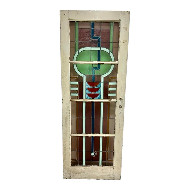 Antique Art Deco Stained Glass Door For Sale