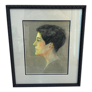 1960s Brunette Woman Profile Portrait Drawing